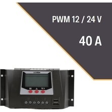 Lexron 40A PWM Şarj Kontrol Cihazı 12V/24V Akü Voltajı ile Güneş Paneli Uyumlu