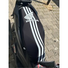 Vizyontek Honda Logolu Çizgili Likralı Motosiklet Sele Kılıfı Siyah Renk