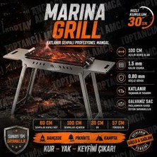 Toptancı Amca Katlanır Sehpalı Mangal  30 x 60 cm Açılır – Taşınabilir Piknik Kamp Mangalı – Galvaniz Gövde 1.5 mm Izgara