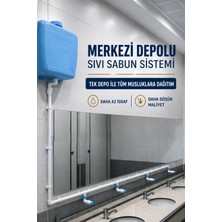 Hilal Kimya 20 Lt Butonlu 4 Musluklu Merkezi Sistem Depolu Sıvı Sabunluk MAVİ