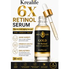 Krea Life KREALIFE Gold , 6x Retinol Serum Akne, Sivilce ve Cilt Lekesi & Kırışıklık Karşıtı, 30 ml