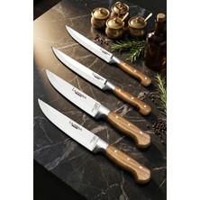 Lazbisa Hand Craft Mutfak Bıçak Seti Et Ekmek Sebze Bıçağı 4 Lü Set Günlük Kullanım ( Mtf-036 )