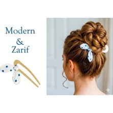 Clariss Puantiye Desen Tavşan Kulağı Figürlü Kemik Fransız Tokası 11 cm