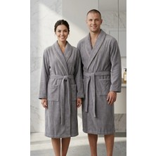 Asev Tekstil Kadife Biyeli Şal Yaka Unisex Bornoz