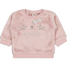 Civil Baby Fiyonk Meow Nakışlı 6-18 Ay Sweatshirt - Lila