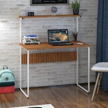 Dora Shopping G Masa 100X50 Metal Iskeletli Parlak Bambu Yüzey Ders Çalışma Bilgisayar Masası