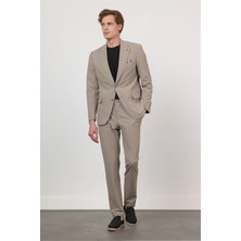 İmza Kendinden Desenli Mono Yaka 6 Drop Slim Fit Takım Elbise 1001260162