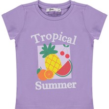 Civil Girls Tropical Baskılı 2-5 Yaş Tişört - Lila