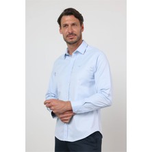 İmza Sert Yaka Uzun Kol Cepsiz Slim Fit Pamuklu Gömlek 1004260213