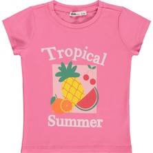 Civil Girls Tropical Baskılı 2-5 Yaş Tişört - Pembe