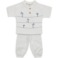 Civil Baby Palmiye Baskılı 6-18 Ay Takım - Ekru
