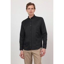 İmza Düğmeli Yaka Uzun Kol Cepsiz Slim Fit Pamuklu Gömlek 1004260203
