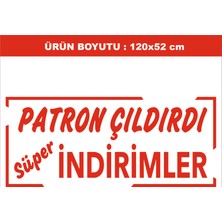 İmaj Reklam Mağaza Vitrini Için Patron Çıldırdı Indirim Yazısı 120X52 cm