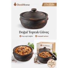Doğal Topraktan Fırınlı Tencere Güveç Büyük Boy( 27X11 Cm)