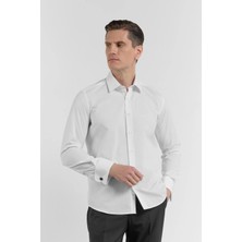 İmza Uzun Kol Sert Yaka Düz Pamuklu Slim Fit Gömlek 1004260059