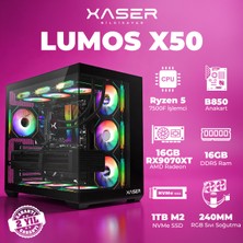 Xaser Lumos X50 Ryzen 5 7500F 16GB Ddr5 Ram 1tb M.2 Nvme SSD 16GB RX9070 Xt Masaüstü Oyuncu Bilgisayarı