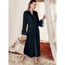 Artış Collection Kadın Sabahlık Siyah Yumuşak Dokulu 50% Viskon 30% Pamuk 20% Polyester