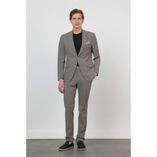 İmza Kendinden Desenli Mono Yaka 6 Drop Slim Fit Takım Elbise 1001260162