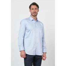 İmza Sert Yaka Uzun Kol Cepli Saten Comfort Fit %100 Pamuk Gömlek 1004260423