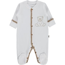 Civil Baby Oturan Tatlı Ayı Baskılı 1-9 Ay Tulum - Ekru