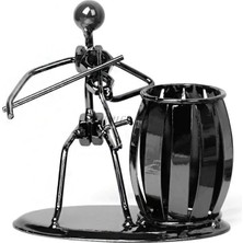 Dora Shopping Dekoratif Keman Çalan Adam Metal Kalemlik Masa Süsü