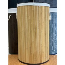 Sever Bambu Çamaşır Sepeti Yuvarlak 33125 Doğal Malzeme ile 35 cm Çap ve 60 cm Yükseklik