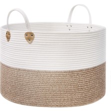 Dora Shopping Pamuk Halat , Tutma Saplı Pamuk Çamaşır 100L, Elbise Battaniye Için, Kahverengi-Bej 55X55X35 cm