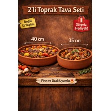 Doğal Elyapımı Fırınlanmış Tava Seti 2'li