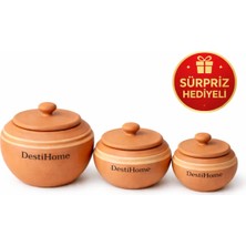 3'lü Doğal Elyapımı Topraktan Yoğurtluk