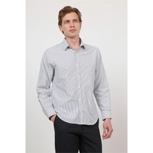 İmza Sert Yaka Uzun Kol Cepsiz Slim Fit Pamuklu Gömlek 1004260214