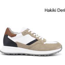 Gönderi(r) Erkek Beyaza Bej Süet  Bağcıklı Hakiki Deri Comfort Sneaker