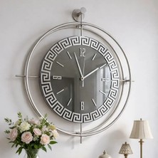 MetaQuartz Aksesuar Metal Duvar Saati 50 x 60 cm Yuvarlak Modern Tasarım Gerçek Aynalı