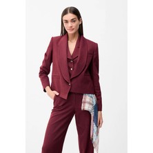 Love My Body Şal Yaka Asimetrik Gabardin Ceket Bordo 119L9912000