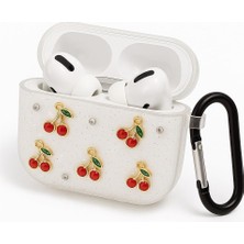 Dora Shopping Airpods 4. ile Uyumlu Glitter Silikon Kılıf Şeffaf Simli Koruyucu Kiraz Deseniyle Askı Aparatı Dahil