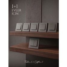 Alıç Elektrik Işık Anahtarı Ekonomik Tüm Ev Duvar Anahtarı Seti Antrasit Modern Kare Tasarım Mat Yüzey