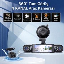 Mobixom 360° 4 Kanal Araç Içi Kamera 1080P Full Hd Gece Görüşlü-Sensörlü Park Modu