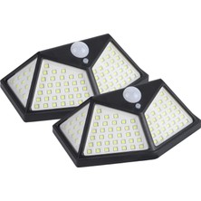 Dora Shopping Solar Hareket Sensörlü Dış Ortam Bahçe Aydınlatması, Enerjili, Su Geçirmez, 100 Ledli, Işık, (2 Adet