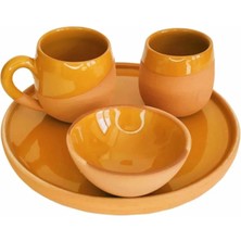 Sunumluk Toprak Kahve Fincan Takımı Tek Kişilik (El Yapımı)