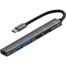 Dora Shopping Type-C Hub, 5in1, 2 Adet Type-C, 2 Adet Usb-A Çoklayıcı, 3,5 mm Kulaklık Çıkışlı USB C Hub Adaptörü