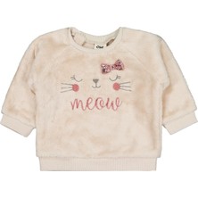 Civil Baby Fiyonk Meow Nakışlı 6-18 Ay Sweatshirt - Bej