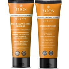 Dora Shopping 2' Vegan Tuzsuz Şampuan 250ML & Saç Kremi 200ML Sülfatsız, Kolajen Biotinli Yumuşak, Canlı Güçlü Saç