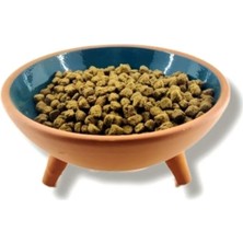 1 Adet Ayaklı Doğal Toprak Yapım Kedi - Köpek Mama Kabı (20 Cm)