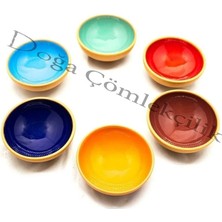 Toprak Kase Reçellik, Sosluk,çerezlik Renkli Sırlı- 6'lı 8 cm