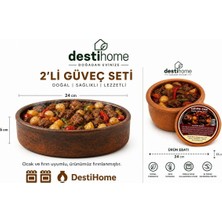 2'li Doğal Elyapımı Ocak ve Fırın Uyumlu Tava (24X6CM)GÜVEÇ(24X13)CM