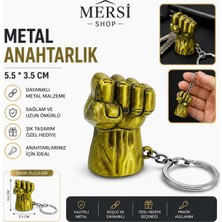 Mersi Shop Metal Yumruk Anahtarlık Dayanıklı Şık Tasarım Anahtar Süsü 5.5x3.5 cm