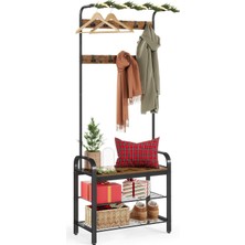 Dora Shopping Gardırop, Tezgahı, 4'ü 1 Arada , 9 Çıkarılabilir Kanca, 33.7 x 72 x 183 Cm, Endüstriyel , Kahverengi