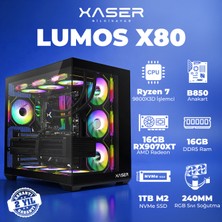 Xaser Lumos X80 Ryzen 7 9800X3D 16GB Ddr5 Ram 1tb M.2 Nvme SSD 16GB RX9070 Xt Masaüstü Oyuncu Bilgisayarı