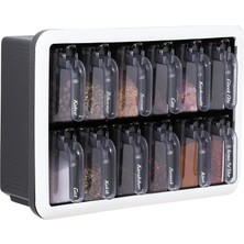 Dora Shopping 12' Kaşıklı Baharatlık Seti - Ultra Güçlü Yapışkan ile Duvara Tezgah Üstü Kullanım, Kapaklı Mutfak D