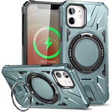 Dora Shopping Rugged Kapak Döner Stand Magsafe Uyumlu Tam Korumalı Kaliteli Telefon Kılıfı, Çok (Iphone 12-12 Mavi