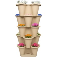 Dora Shopping 5 Katlı Şanslı Kule Saksı Seti Bitki Sebze Meyve Salon Mutfak Bahçe Saksı Seti (Bronz)